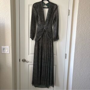 Gorgeous Metallic Green Long Sleeve Chiffon Dress (US Size 10)